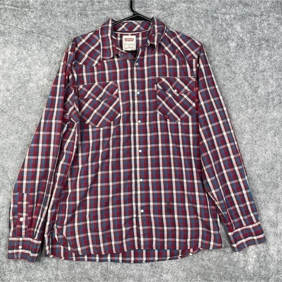 Levi's Men's Shirt Size Large Long Sleeve Adult Snap Button Plaid Multicolor - Picture 1 of 9
